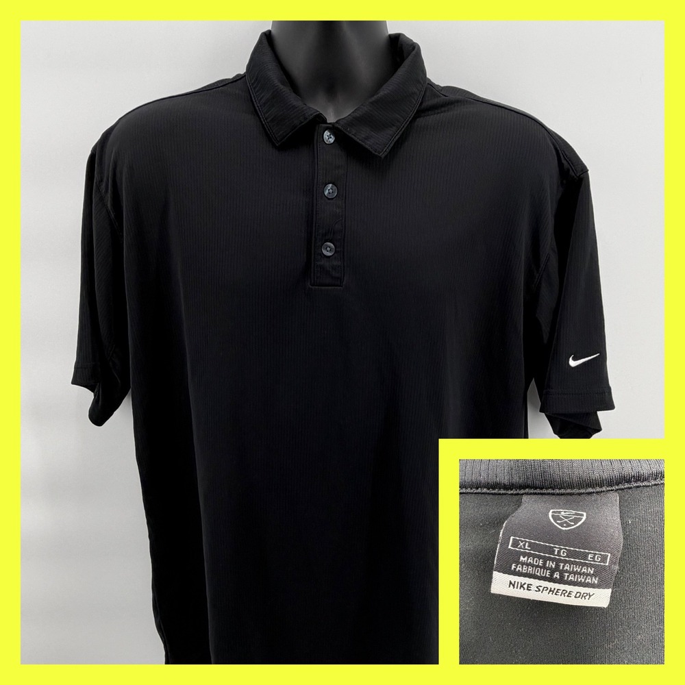 Nike Golf‎ Sphere Dry Polo Shirt Mens XL Black Short Sleeve Performance Textured